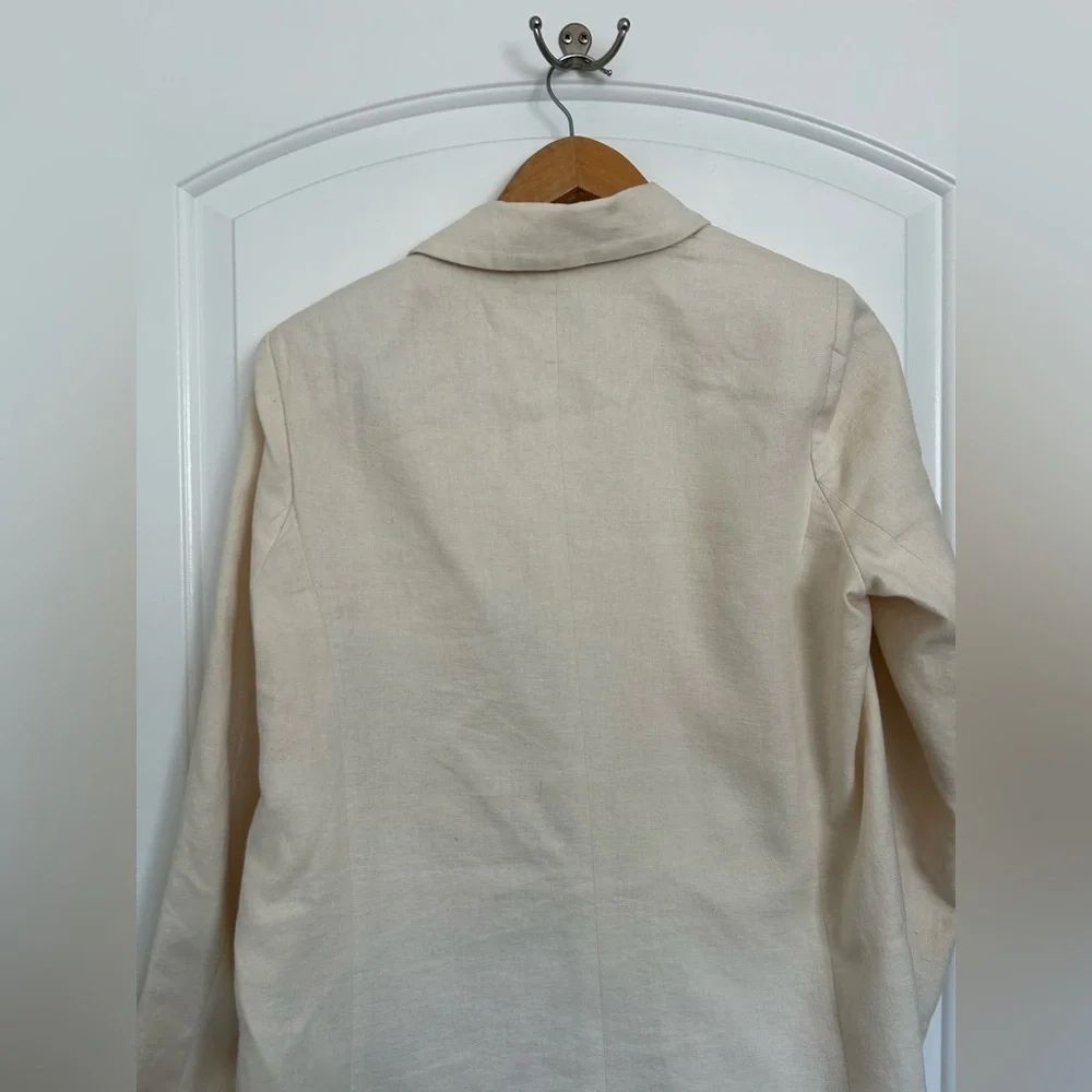 Abercrombie & Fitch Linen-Blend Shawl Cream Collar Blazer size medium chic - Picture 10 of 11